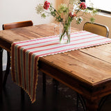 Biscuit Table Runner Burgundy / Blue