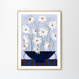 Frankie Penwill Daisies in Blue Vase 70×100cm