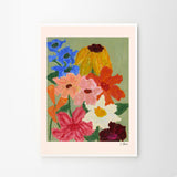 Carla Llanos Flowers on Sage Green A4