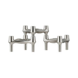BMF candle holder set with 3 pcs Brushed Chrome